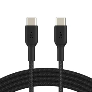 Кабель USB-C > USB-C заряджання/синхронізації Belkin 1м, 60Вт, Type-C, плетений, чорний (CAB004BT1MBK) UA