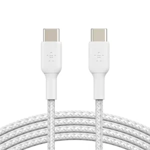 Кабель USB-C > USB-C заряджання/синхронізації Belkin 1м, 60Вт, Type-C, плетений, білий (CAB004BT1MWH) UA
