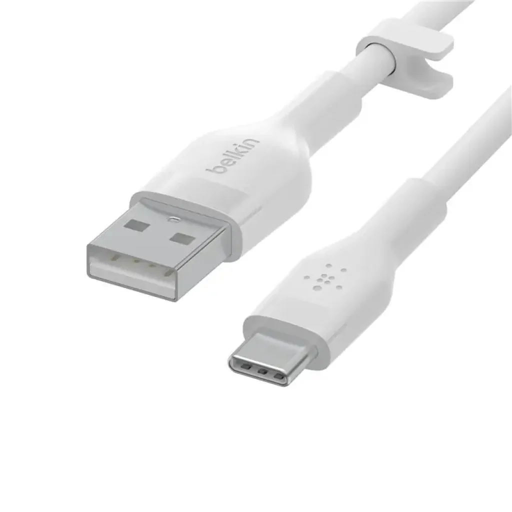Кабель USB-A > USB-C заряджання/синхронізації Belkin 2м, 60Вт, Type-C, силіконовий з кліпсою, білий (CAB008BT2MWH) UA