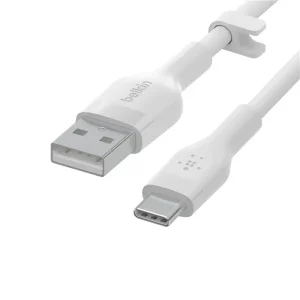 Кабель USB-A > USB-C заряджання/синхронізації Belkin 2м, 60Вт, Type-C, силіконовий з кліпсою, білий (CAB008BT2MWH) UA