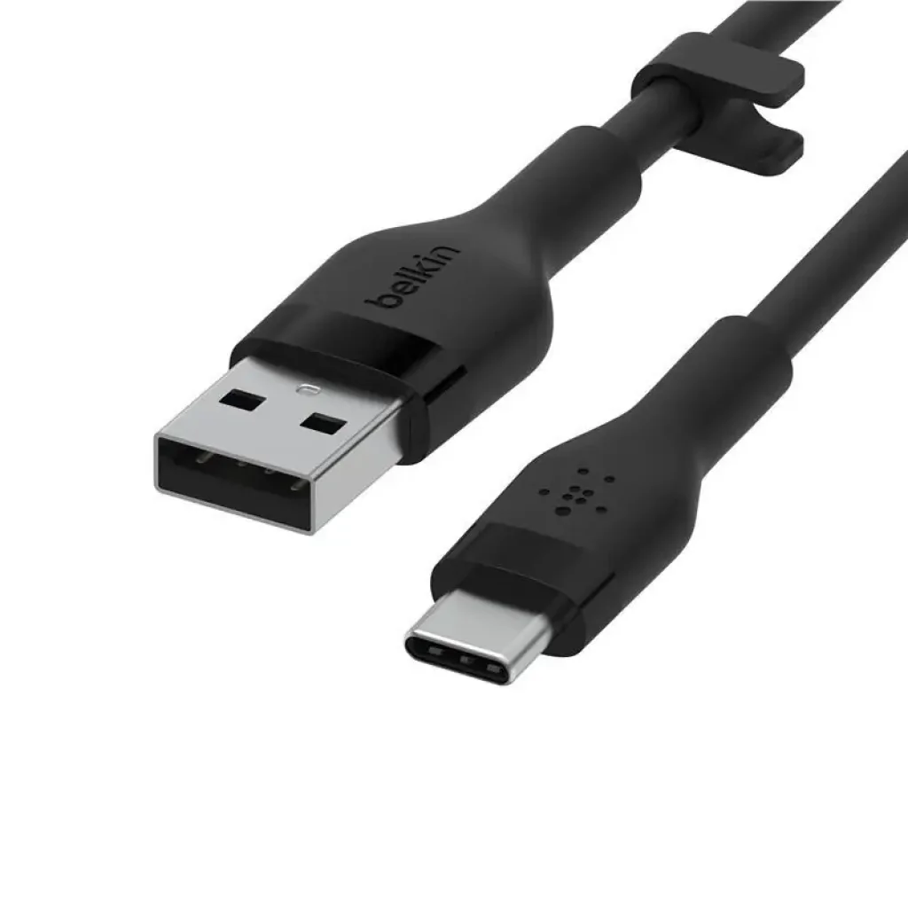 Кабель USB-A > USB-C заряджання/синхронізації Belkin 3м, 60Вт, Type-C, силіконовий з кліпсою, чорний (CAB008BT3MBK) UA