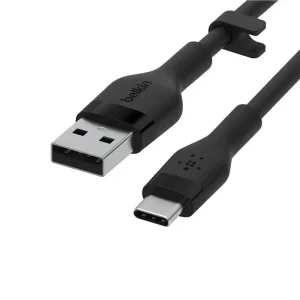 Кабель USB-A > USB-C заряджання/синхронізації Belkin 3м, 60Вт, Type-C, силіконовий з кліпсою, чорний (CAB008BT3MBK) UA