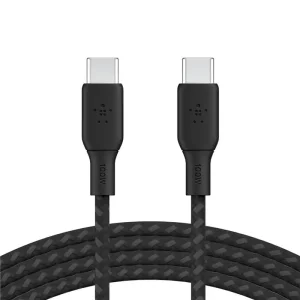 Кабель USB-C > USB-C заряджання/синхронізації Belkin 2м, 100Вт, Type-C, плетений, чорний (CAB014BT2MBK) UA