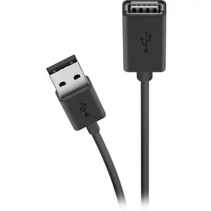 Кабель заряджання/синхронізації Belkin USB-A > USB-AF, 1.8м, чорний (F3U153BT1.8M) UA