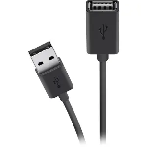 Кабель USB-A > USB-AF заряджання/синхронізації Belkin 3м, чорний (F3U153BT3M) UA