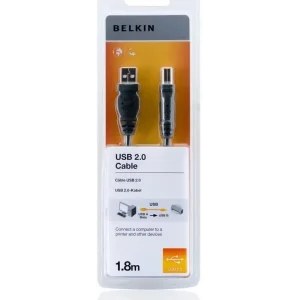 Кабель USB-A > USB-B заряджання/синхронізації Belkin 1.8м, чорний (F3U154bt1.8M) UA