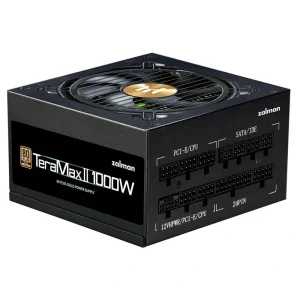 Блок живлення Zalman Teramax 2 (1000W) >90% 80+ Gold 120мм 1xMB 28pin (18+10) 2xCPU 8pin(4+4) 3xMolex 12xSATA 4xPCIe 8pin(6+2) 1x12VHPWR Fully Modular, ZM1000-TMX2 UA
