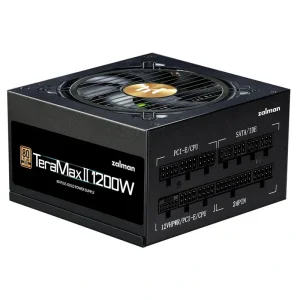 Блок живлення Zalman Teramax 2 (1200W) >90% 80+ Gold 120мм 1xMB 28pin (18+10) 2xCPU 8pin(4+4) 3xMolex 12xSATA 4xPCIe 8pin(6+2) 1x12VHPWR Fully Modular, ZM1200-TMX2 UA