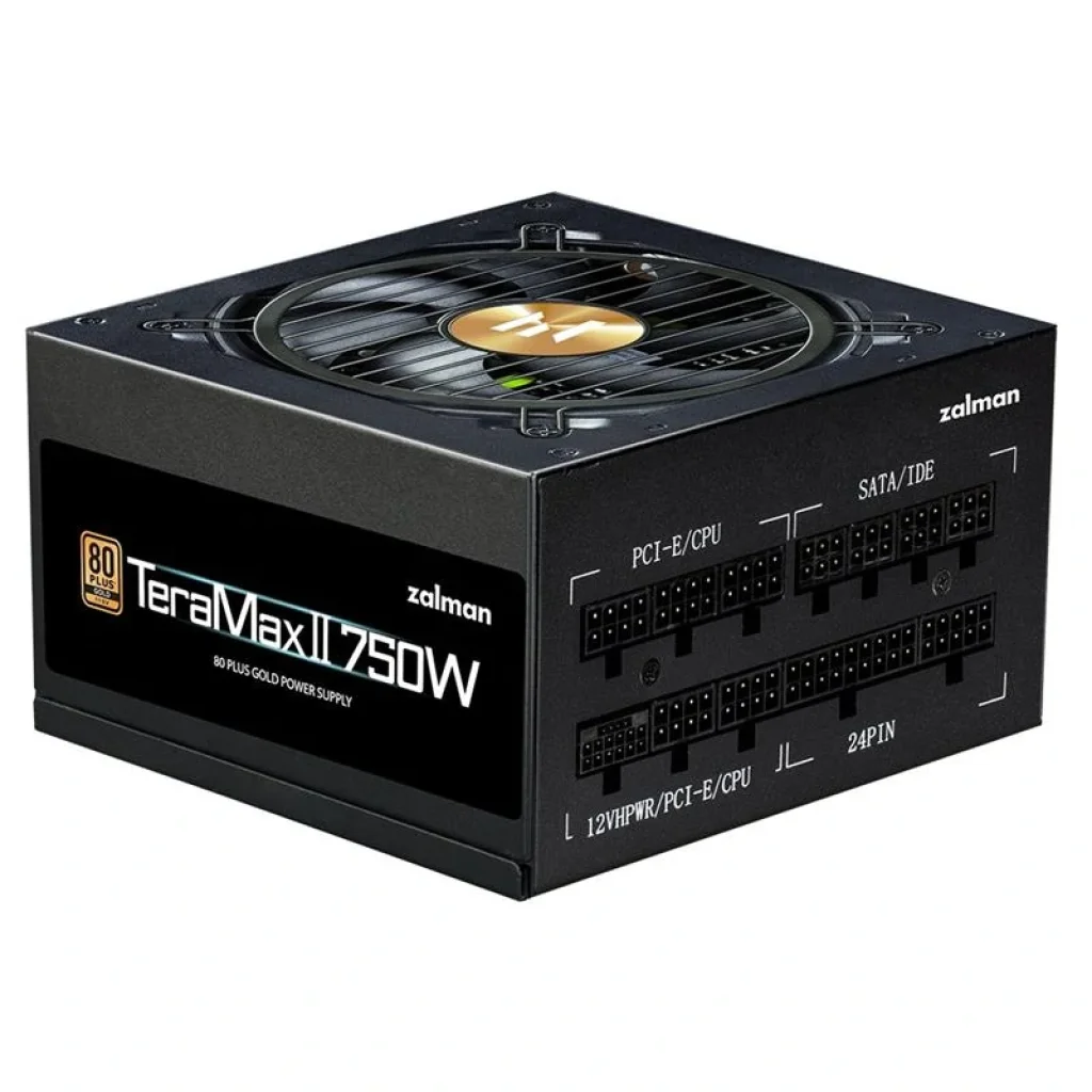 Блок живлення Zalman Teramax 2 (750W) >90% 80+ Gold 120мм 1xMB 18pin+10pin 2xCPU 8pin(4+4) 3xMolex 8xSATA 3xPCIe 8pin(6+2) 1x12VHPWR Fully Modular, ZM750-TMX2 UA