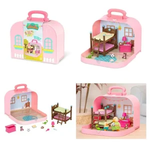 Ігровий набір Li'l Woodzeez Кейс, двоярусне ліжко, рожевий (WZ6597Z) UA