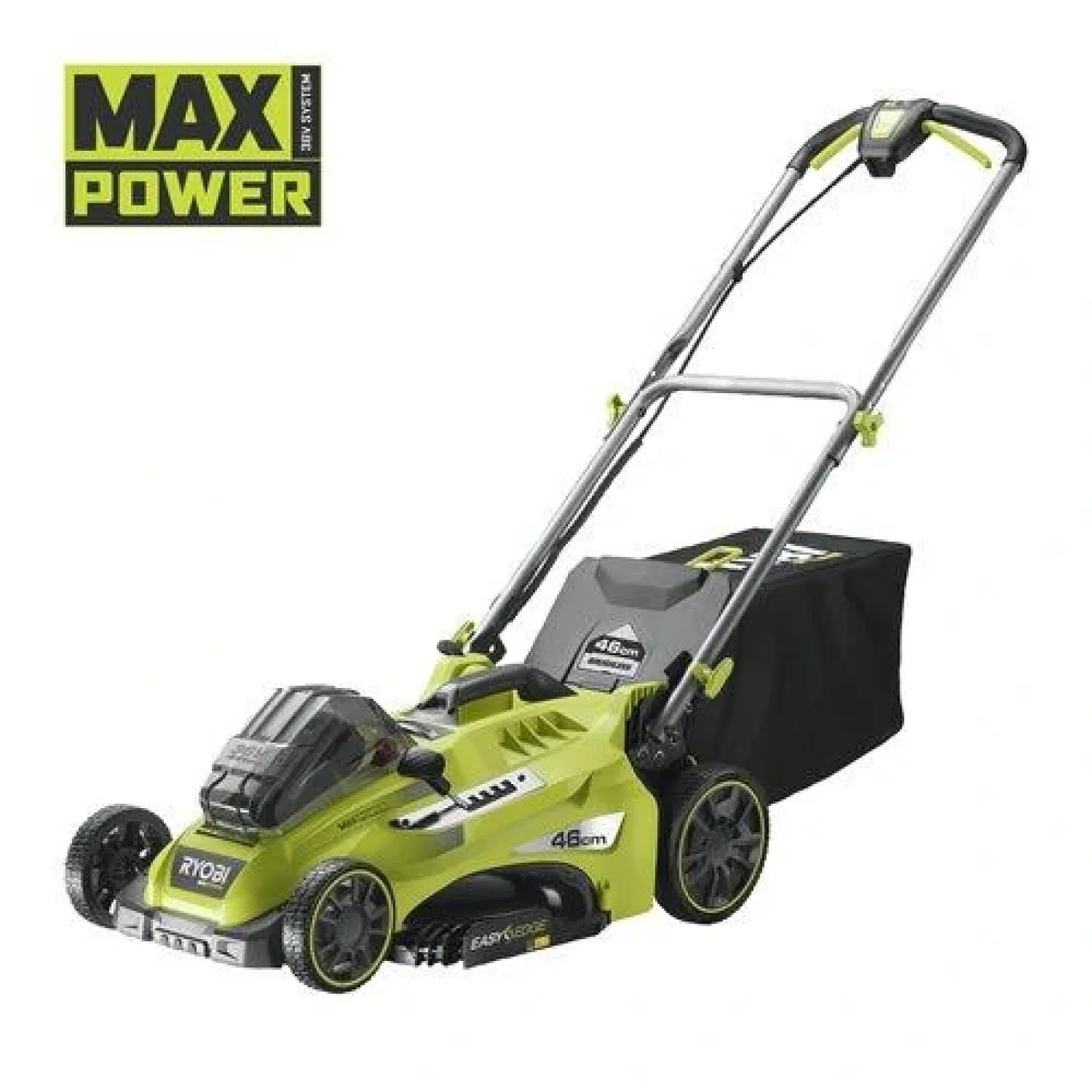 Газонокосилка Ryobi RLM36X46H50PG, MAX POWER 36В, АКБ 1х5.0Ач, дека 46см, высота 20-70мм, с функцией Power-Assist, травосбор 45л., 5133005484 UA