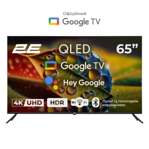 Телевизор 65" 2E QLED 4K 60Hz Smart Google TV Black, 2E-65A77Q UA