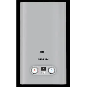 Газова колонка ARDESTO HB03 10л/хв 20кВт Low NOx дисплей розпалювання від батарейки нерж. сталь (GWH-HB03-10B-STEEL) UA