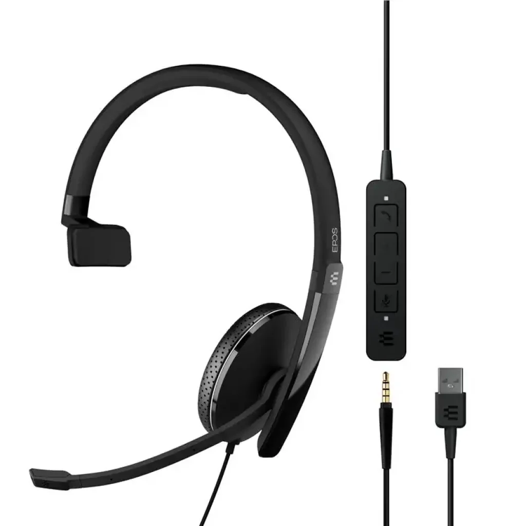 Гарнітура комп'ютерна моно On-Ear EPOS ADAPT 135T USB II, 3.5мм/USB, односпрямований, сертифікат Microsoft Teams, 1.8м, Чорний (1000900) UA
