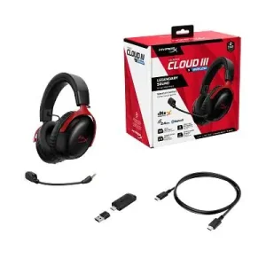 Гарнітура ігрова HyperX Cloud III S, WL/USB-A/USB-C, чорно-червоний (A59Z0AA) UA