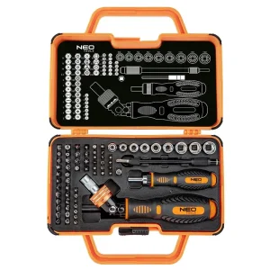 Набір біт з бітотримачем Neo Tools, 1/4", 69шт, 55 біт, 9 торцевих головок (06-116) UA