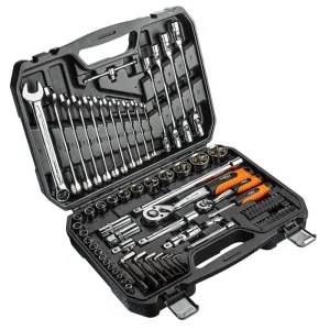Набір інструментів Neo Tools, 1/2", 1/4", 77шт, CrV (08-915) UA