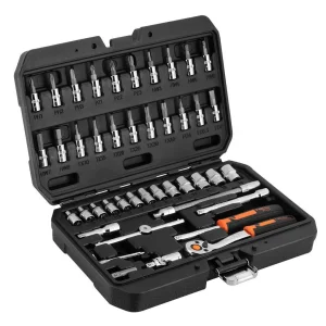 Набір інструментів Neo Tools, набір торцевих головок, 46шт, 1/4", CrV, кейс (10-004) UA
