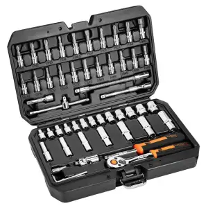 Набір інструментів Neo Tools, набір торцевих головок, 53шт, 1/4", CrV, кейс (10-006) UA