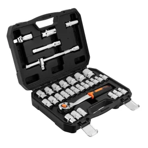 Набір інструментів Neo Tools, набір торцевих головок, 32шт, 1/2", CrV, кейс (10-038) UA