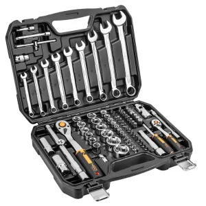 Набір інструментів Neo Tools, 82шт, 1/2", 1/4", CrV, eco кейс (10-058) UA