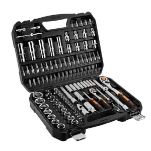 Набір інструментів Neo Tools, набір торцевих головок, 110шт, 1/2", 1/4", CrV, кейс (10-066) UA
