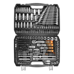 Набір інструментів Neo Tools, 1/2", 1/4", 3/8", 216шт, CrV (10-216) UA