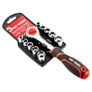 Набір торцевих головок Top Tools, 1/4", з тріскачкою, 12шт (38D147) UA