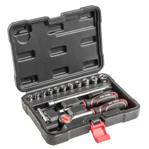 Набір інструментів Top Tools, набір торцевих головок 1/4", 15шт (38D525) UA