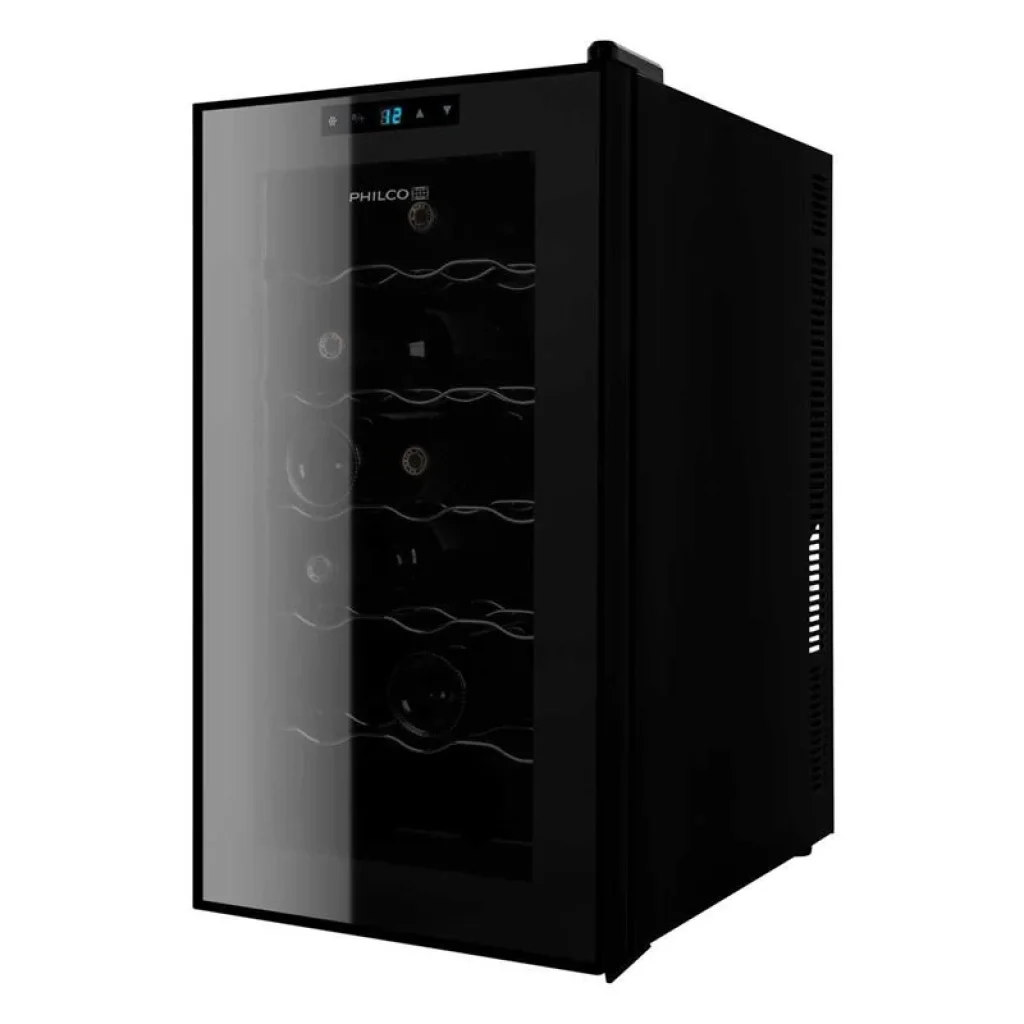 Холодильник Philco для вина, 64х34.5х52, холод.відд.-47л, зон - 1, бут-18, диспл, підсвітка, чорний, PW18F UA