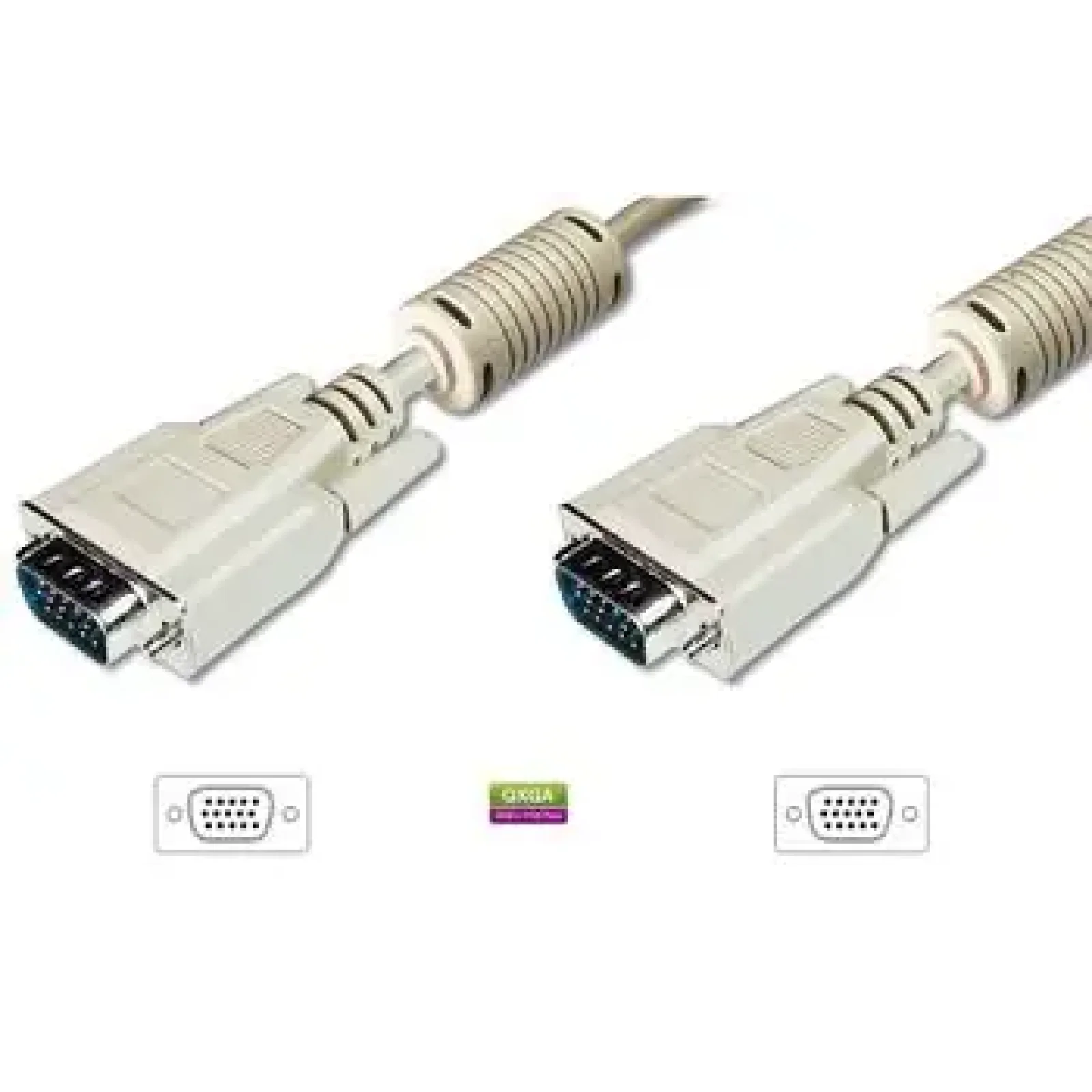 Кабель DIGITUS VGA (M/M), ферит, 1.8м, бежевий (AK-310103-018-E) UA