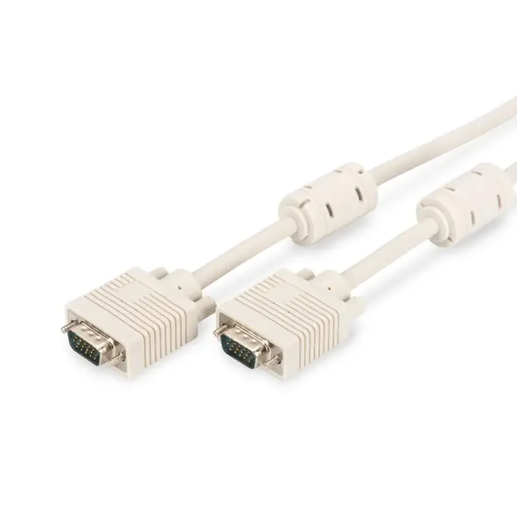 Кабель DIGITUS VGA (M/M), ферит, 5м, бежевий (AK-310103-050-E) UA