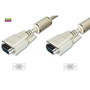 Кабель VGA (M/M) DIGITUS, 15м, ферит, бежевий (AK-310103-150-E) UA