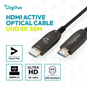 Кабель DIGITUS HDMI UHD 8K, AOC hybrid-fiber, type A M/M, 50м, чорний (AK-330126-500-S) UA