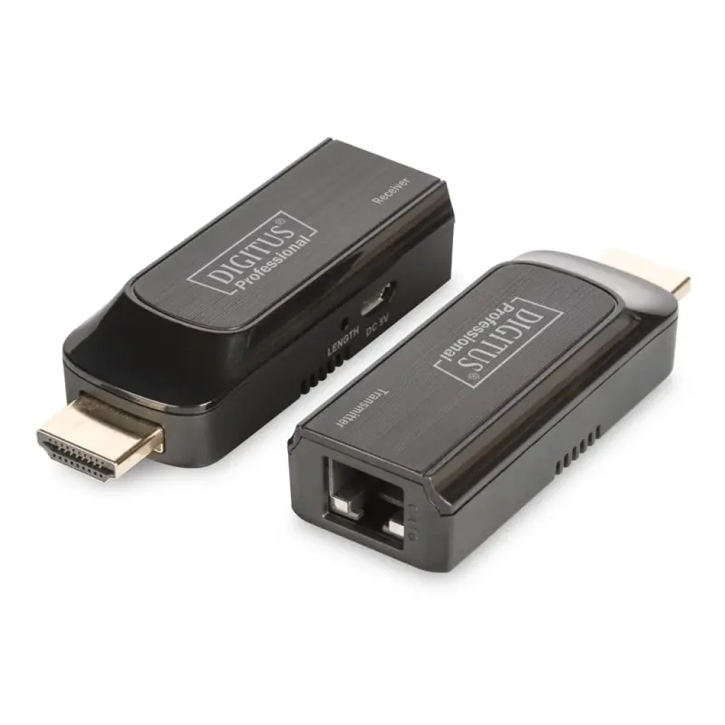 Набір міні-подовжувачів DIGITUS HDMI, Full HD, 1080p 50 м, CAT 6/6A/7, живлення через кабель Micro USB, 50м (DS-55203) UA