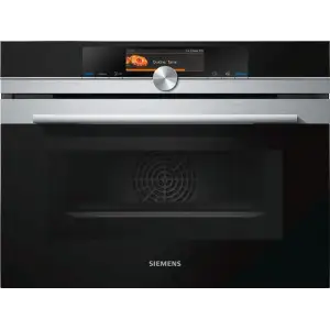 Встраиваемый компактный духовой шкаф с СВЧ Siemens CM678G4S1- Ш-45 см./15 реж/45 л./пиролиз/диспл/нержавеющая сталь UA