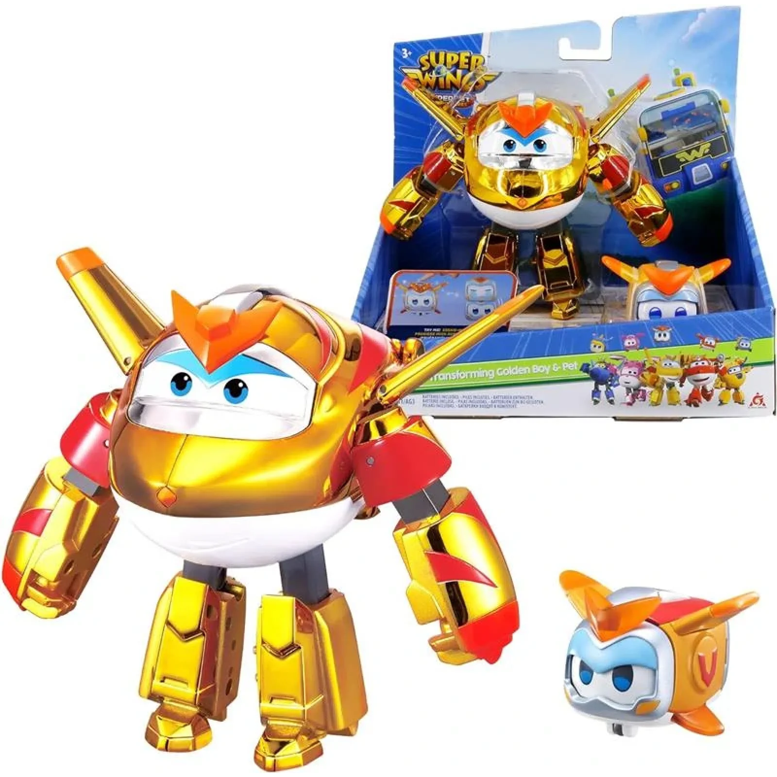 Ігровий набір Super Wings Transforming Золотий Хлопчик і улюбленець (Golden Boy & Pet), EU770441 UA