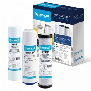 Комплект картриджів Ecosoft 1-2-3 для тристадійних фільтрів (поліпропілен+ecomixD37+карбон блок) (CMV3ECO) UA