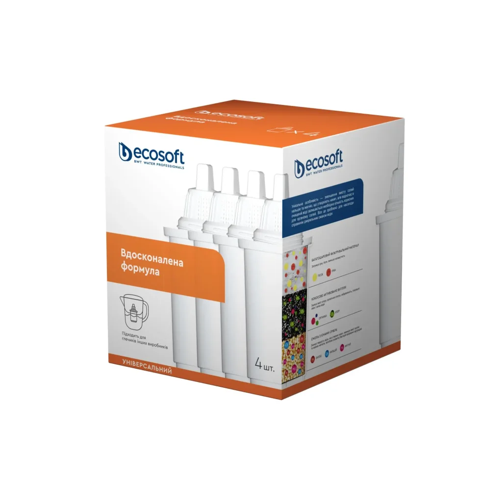 Комплект картриджів Ecosoft Універсальний для фільтр-глечиків Бар'єр та Аквафор, 3+1шт (CRVKAB4ECO) UA