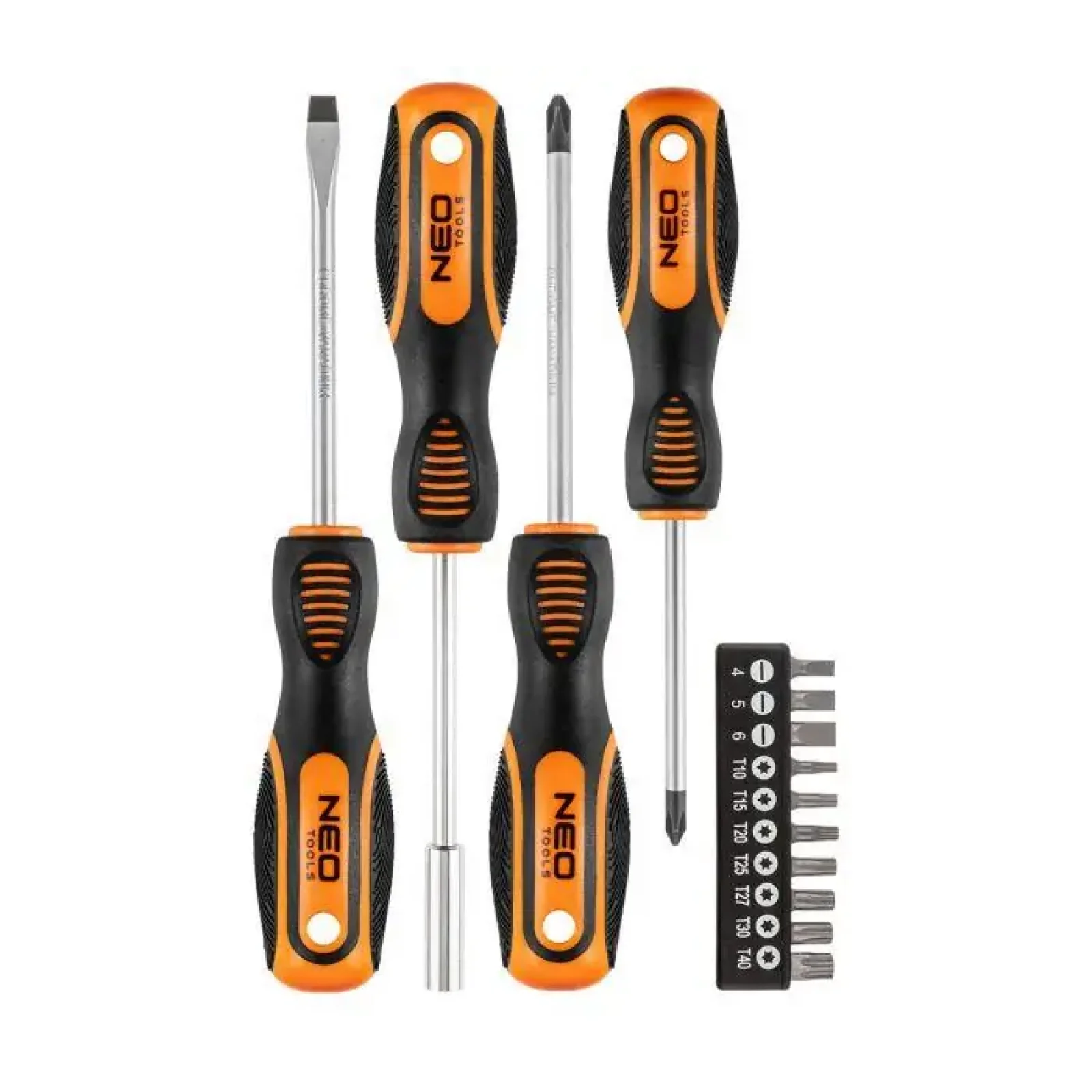 Викрутки Neo Tools набір 14шт, 10 біт, SL,PH,Torx, сталь CrV (04-196) UA