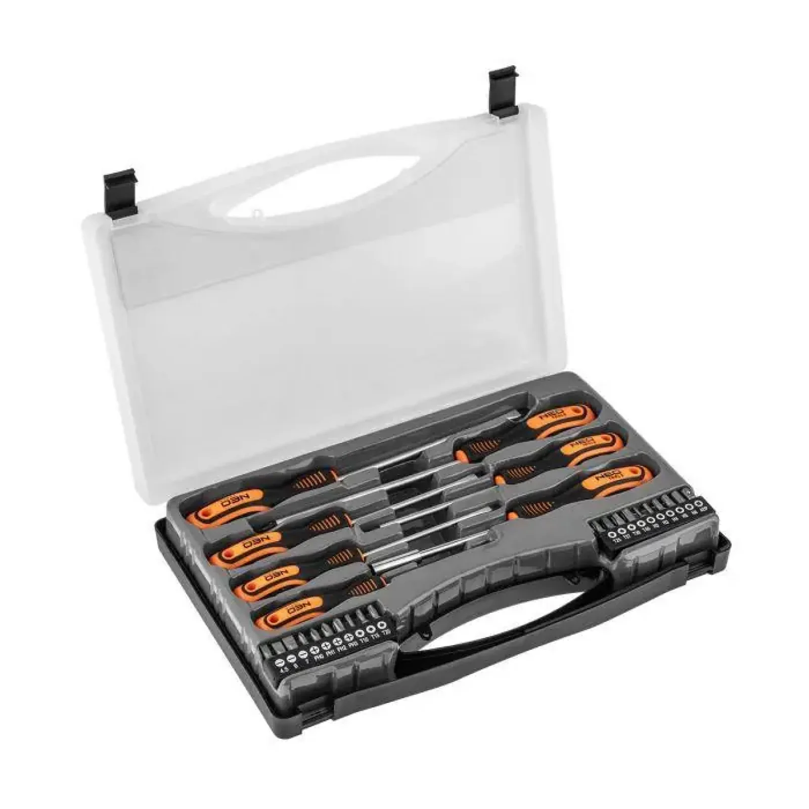 Викрутки Neo Tools набір 27шт, 20 біт, SL,PH,Torx,H, сталь CrV, кейс (04-197) UA