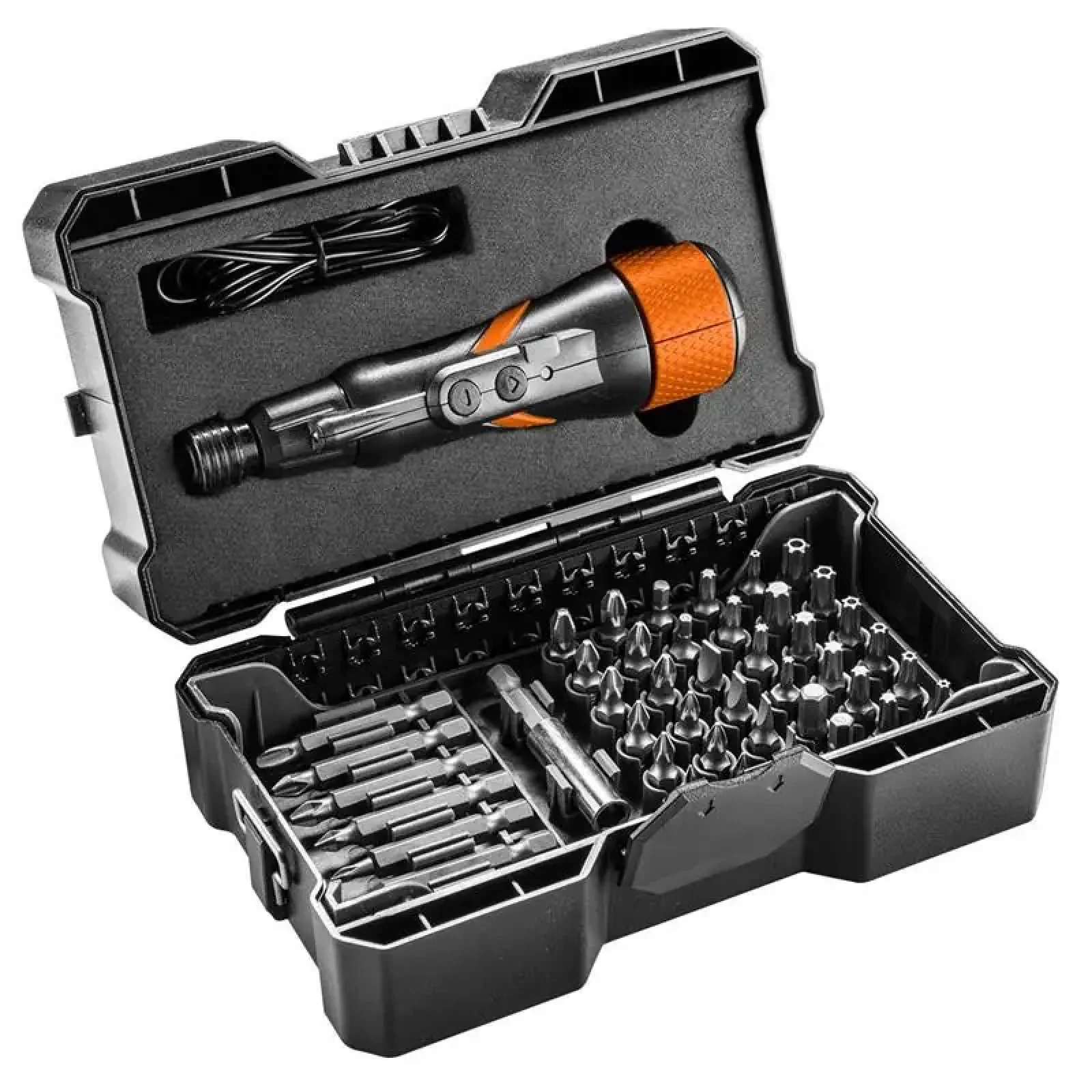 Викрутка Neo Tools акумуляторна, micro-USB, 3.6В Li-Ion, 800мА•год, 280об•хв, 42 біт, SL,PH,PZ,Torx, кейс (04-200) UA