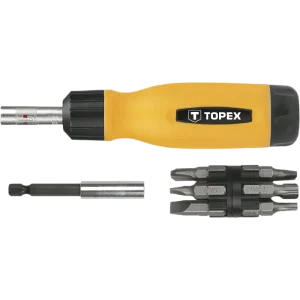Викрутка TOPEX набір 14шт, бітотримач 1/4", 12 біт, SL,PH,PZ,Torx, сталь CrV (39D518) UA
