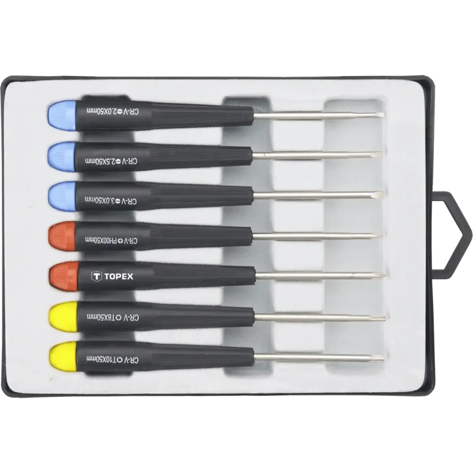 Викрутки TOPEX набір 7шт, прецизійні, SL,PH,Torx, сталь CrV (39D552) UA