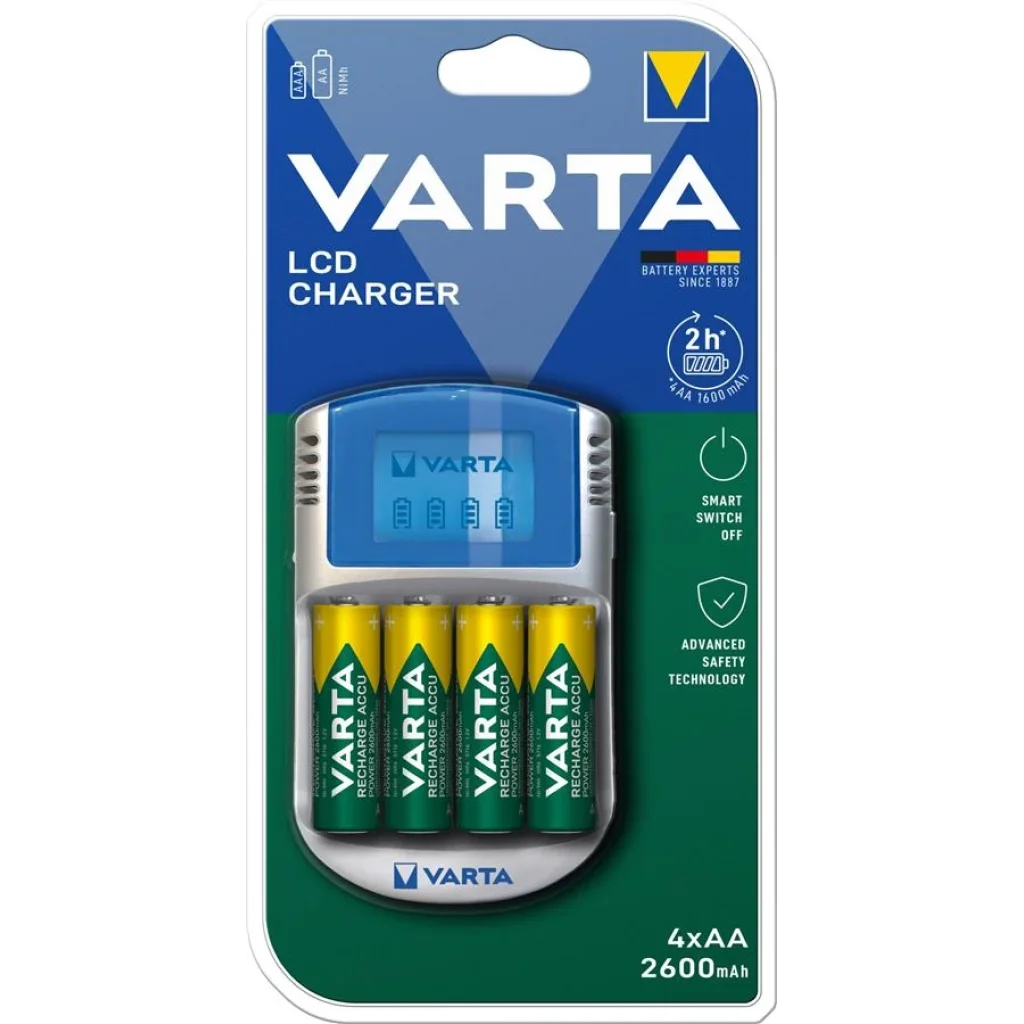 Зарядний пристрій VARTA LCD CHARGER+4xAA 2500 mAh, 57070201451 UA