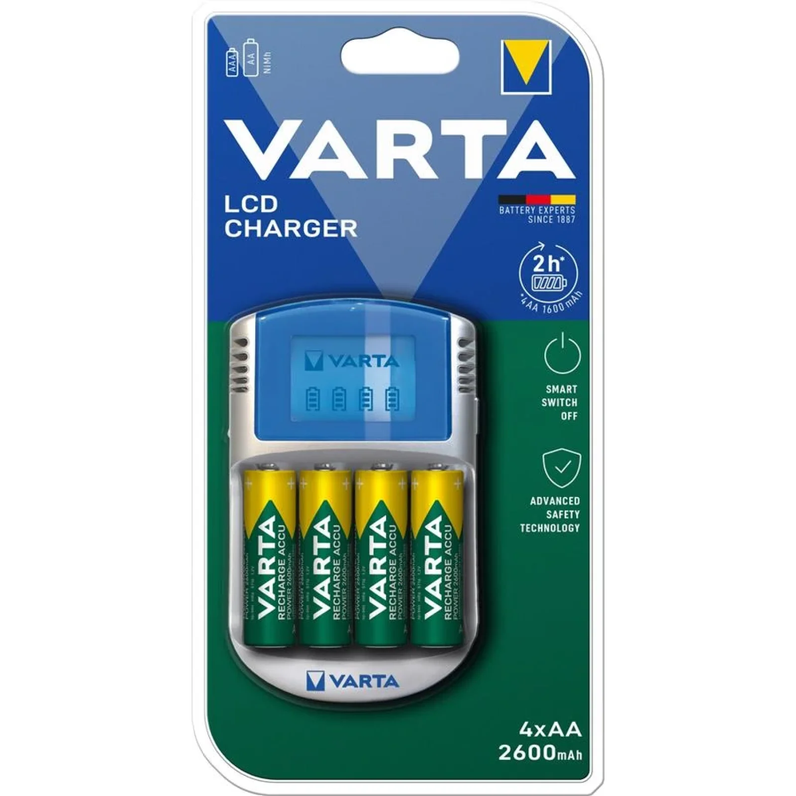 Зарядний пристрій VARTA LCD CHARGER+4xAA 2500 mAh, 57070201451 UA