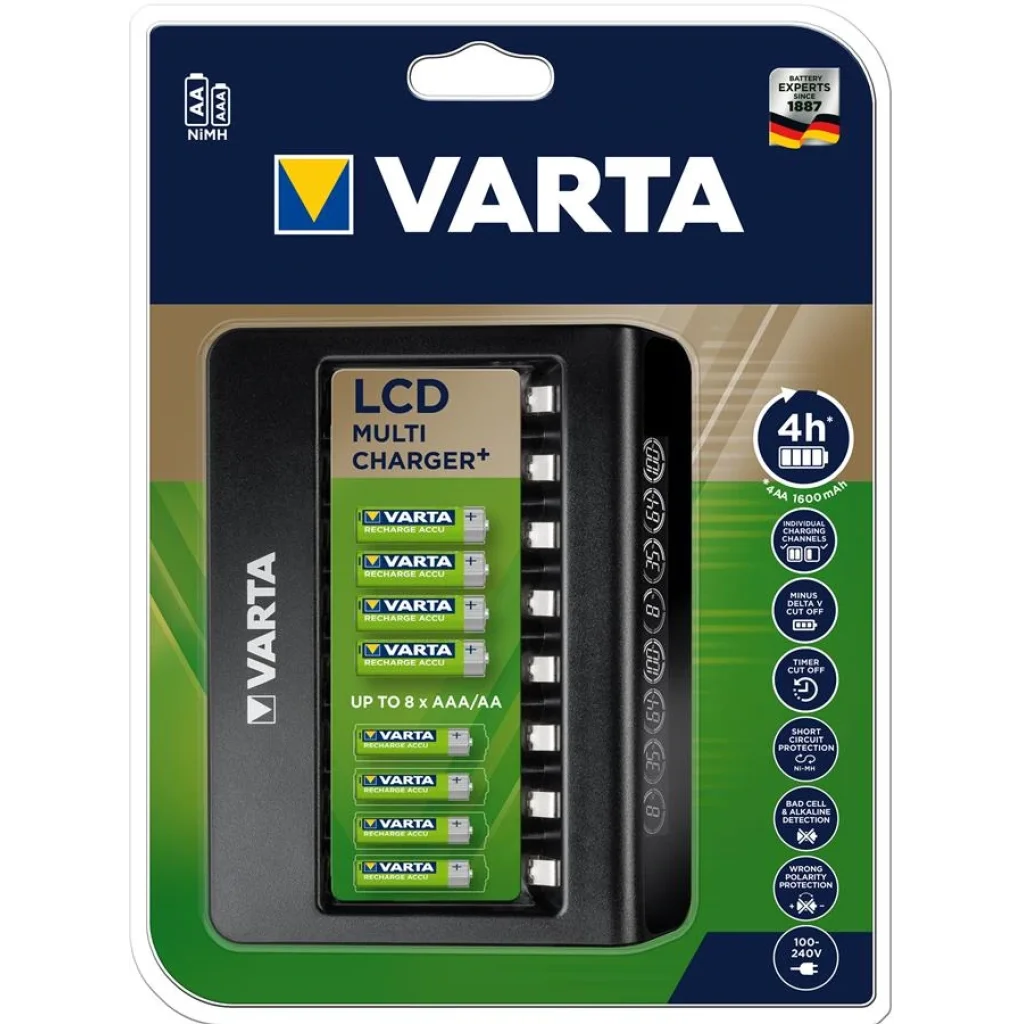 Зарядное устройство VARTA LCD Multi Charger PLUS, для АА/ААА аккумуляторов, 57681101401 UA