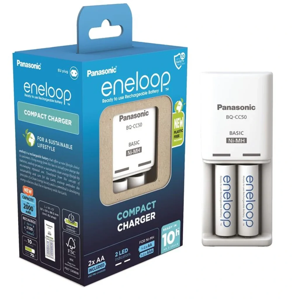 Зарядний пристрій Compact Charger+ Eneloop 2AA 2000 mAh, K-KJ50MCD20E UA