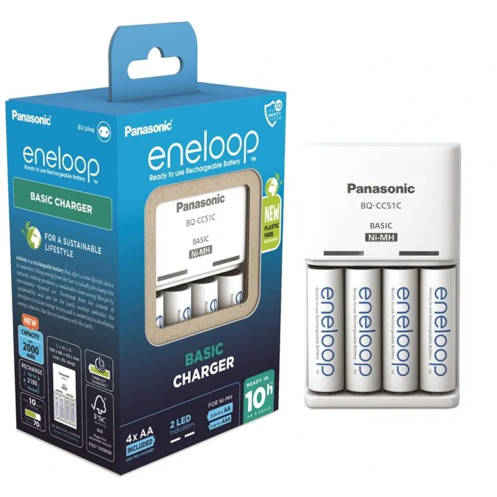 Зарядний пристрій Basic Charger+ Eneloop 4AA 2000 mAh New, K-KJ51MCD40E UA