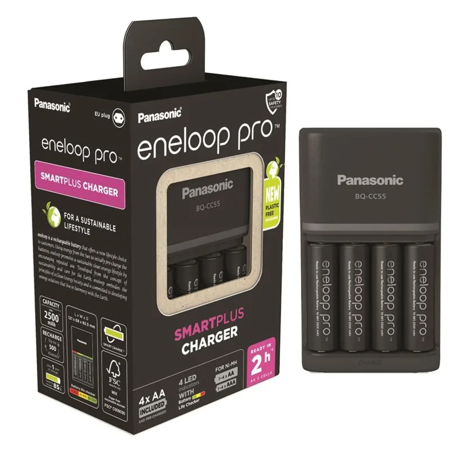 Зарядний пристрій Smart-Quick Charger + Eneloop Pro 4AA 2500 mAh NI-MH UA